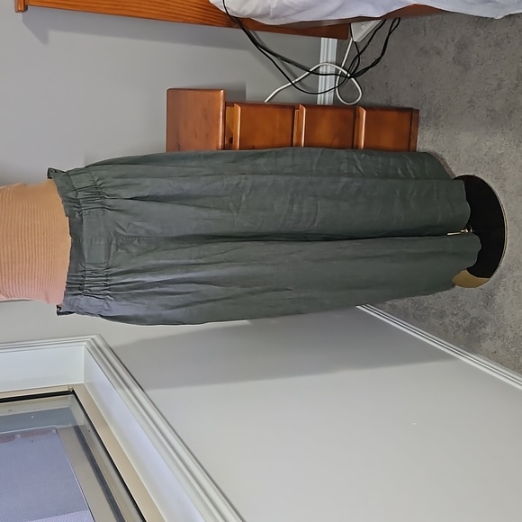 sass & bide Pants & Jumpsuits Sass Bide Army Green Wide Leg High Waisted Linen Pants